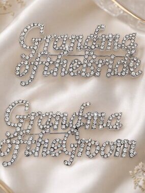 Rhinestone Pin Set - Grandma of the Bride & Grandma of the Groom - Silver